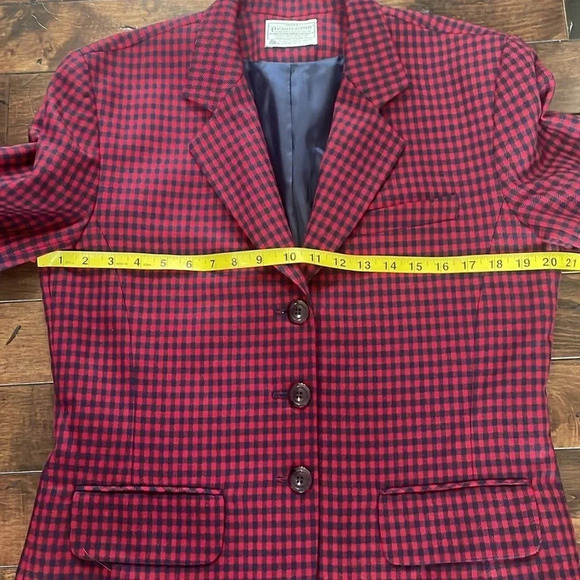 Pendleton Plaid Wool Blazer Vintage 80s 100% Wool Red & Navy Women’s size 10 - Picture 7 of 12